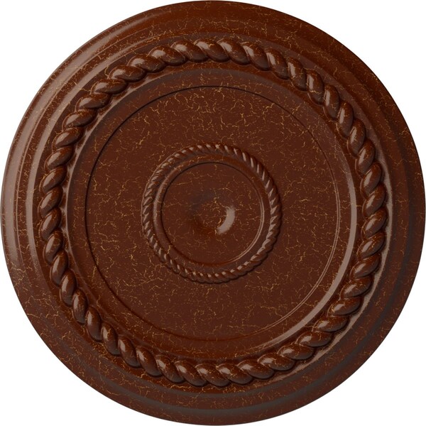 Ekena Millwork Alexandria Rope Medallion (Canopies up to 4 5/8"), 19 5/8"OD x 1 1/2"P, Burnished Mahogany Crackle CM18ALBMC - main